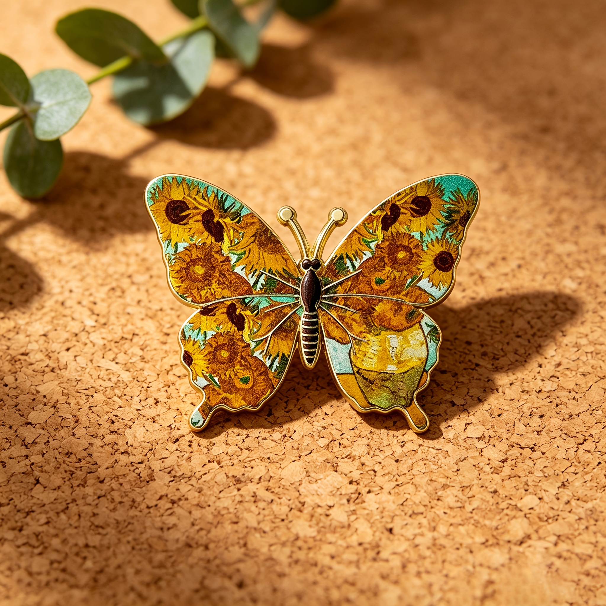 Van Gogh 'Sunflowers' Butterfly Metal Enamel Pin